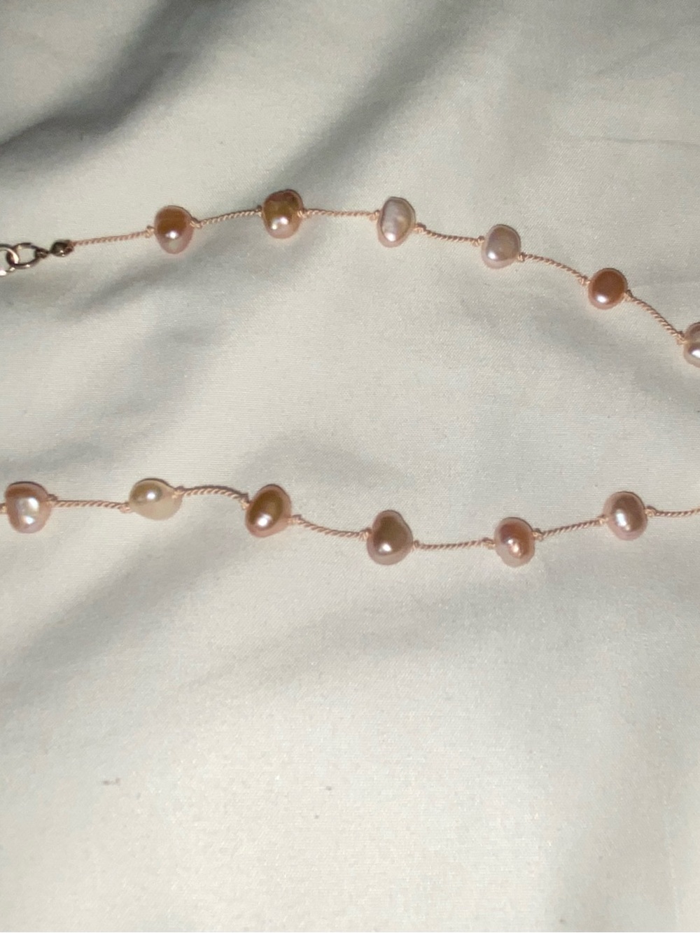 Delicate Pink Pearl Station Necklace vintage